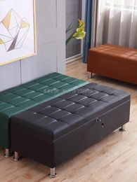 Clothing Storage Store Leisure Stool Leather Box With Lock Long Strip Small Sofa Shop Shoe Changing Doll