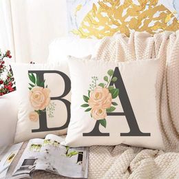 Pillow Letter Flower Print Case Polyester Decorative Pillowcases Throw Car Sofa Cover Home Office Simple Decorate