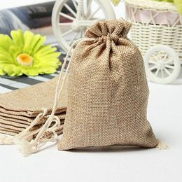 Christmas Decorations 5pcs Linen Sack Drawstring Jute Gift Bags Wedding Favour Candy Xmas Pouch For Home Party Daily Storage