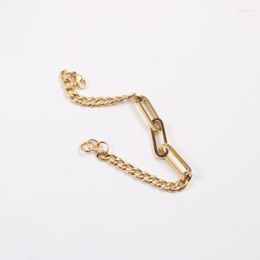 Charm Bracelets Cuban Chain Paper Pin Mixed Bracelet Stainless Steel For Women Trendy Jewellery Wholesale