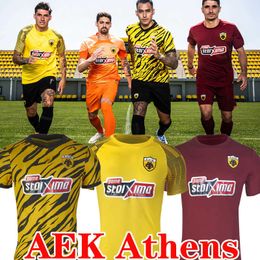 thai jersey yellow UK - 22 23 soccer jerseys thailand version Amrabat aek Zuber Home Araujo FC GARCIA foolball N Yellow black AEK Away K Athens Ansarifard football shirt