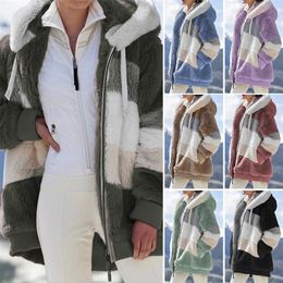 Womens Fur Faux Fur Womens Winter Coats Warm Thick Hooded Jacket Woman Overcoat Plus Size Long Coat Casual Fleece Faux Fur Coat Cold Outwear Clothes 220930