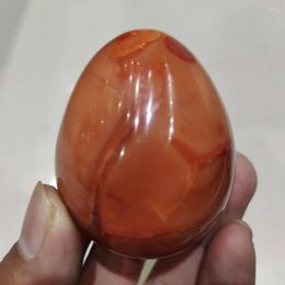 Decorative Figurines 50mm Red Orange Carnelian Agate Egg Sparkling Natural Lapidary Veins Mineral
