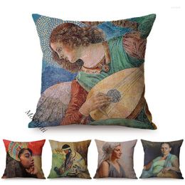 Pillow Classical Art Woman Portrait Pattern Sofa Cases Egypt Goddess Vintage Oil Painting Decoration Cotton Linen S Cover