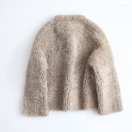 Women's Fur Women's & Faux Winter Sheep Shearing Wool Jacket Real Coat Women Two Side Wear Abrigos Mujer Invierno 2022 2C202W1504 YY677