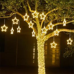 Strings 30CM Star Christmas Fairy Lights Waterproof Festoon Led String Light Outdoor Holiday Garden Patio Fence Tree Hanging Lamps