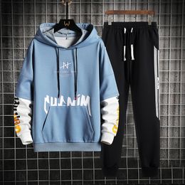 Men's Tracksuits Autumn Men Fashion Tracksuit Hoodies and Sweatpants Two Piece Set Trendy Streetwear Outfit Set Mens Casual Sportswear 220930
