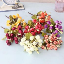 Decorative Flowers Clear Veins Faux Silk Flower Fake Artificial Plant DIY Party Decoration For Office