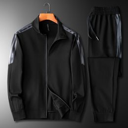 Men's Tracksuits men's sports suit loose long sleeve Mock Neck coat fat man fattening up outdoor leisure suit 220930