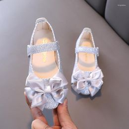 Flat Shoes Bowknot Children Leather For Wedding Party Dance Little Girls Princess Single Kids Comfortable 2-6T
