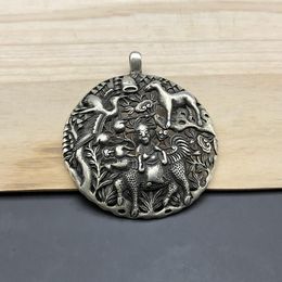 Pendant Necklaces Charming Miao Silver Antique Square Round