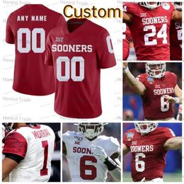 Özel Oklahoma Sooners 2 Ceedee Futbol Forması Lamb Murray 1 Jalen Acı 6 Baker Mayfield 7 Spencer Rattler Maroon Beyaz Kolej Erkek Formaları 150.