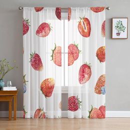 Curtain Strawberry Berries Tulle Curtains For Living Room Drapes Window Sheer Modern Bedroom Decor