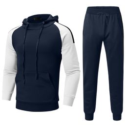 Men's Tracksuits Men's Sportswear Patchwork Color Matching Hoodies Fashion Hoodies and Pants Running Outdoor Causal Set Jogger Male Tracksuit 220930