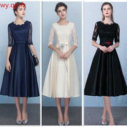 Party Dresses WYHS-66#Navy blue Champagne Red Medium length style Evening Dresses Party Prom Dress Gown Prom wholesale customize women clothin T220930