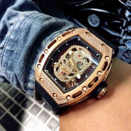 Multi-function Superclone Watches Wristwatch Designer 2022 Skull Diamond Studded Sky Star Richa Milles Mens Fully Automatic Mechanical Watch