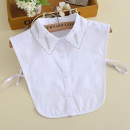 Bow Ties Cotton Shirt Fake Collar For Women White Detachable Collars Solid Half Lapel Blouse Top Female Color Faux Col