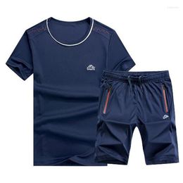 Men's Tracksuits Men's 2022 Summer Tracksuit Men Casual Suit Fat Large Size Round Neck Short-sleeved T-shirt Sets Two Piece