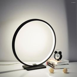 Table Lamps Modern Lamp Aluminium LED Bedroom Reading 3 Mode Chip Minimalist Circle Nighstand Round Bedside