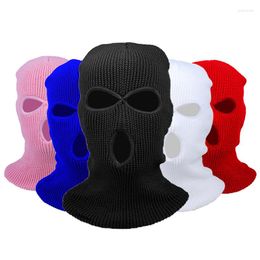 Motorcycle Helmets Fashion 3-Hole Knitted Full Face Cover Ski Mask Winter Balaclava Warm Knit For Outdoor Sports Skiing Cycling