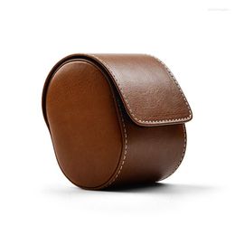 Watch Boxes Bag PU Leather Wrist Case With Zipper Travel Portable Jewelry Box Two Layer Of Cowhide Organizer