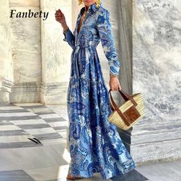 Party Dresses Summer Elegant Turn-down Collar Button Long Shirt Dress Women Spring Long Sleeve Pleated Party Dress Loose Boho Maxi Beach Dress T220930