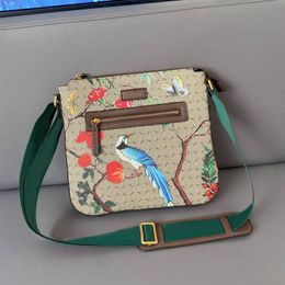 Men Flap Messenger Bag Man Designer Crossbody Shoulder Bags Handbags Square Small Purse Quality Canvas Genuine Leather Gold Hardware Red Green Weave Strap Hand Bags