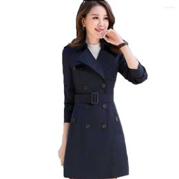 Women's Trench Coats Women's Autumn Khaki Coat Classic Double Breasted Windbreakers With Belt Female Elegant Outerwear Plus Size 4XL