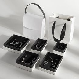 Cardboard Paper Jewellery Boxes Necklace Bracelet Earrings Ring Storage Organiser Jewellry Gift Packaging Cases with Sponge Inside