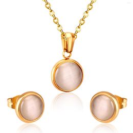 Necklace Earrings Set LUXUKISSKIDS Opal Shell Dubai Wedding Bridal Christmas Pendant Earring For Women Gold Jewellery