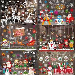 Christmas Decorations Window Stickers Merry For Home Santa Claus 2022 Ornament Navidad Xmas Gifts Year