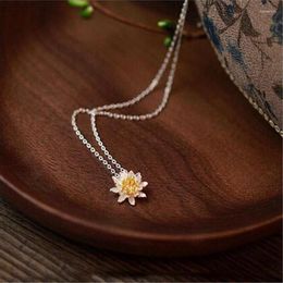Pendant Necklaces Arrivals 925 Sterling Silver Lotus & Pendants For Women Elegant Flower Short Necklace Jewellery XS016
