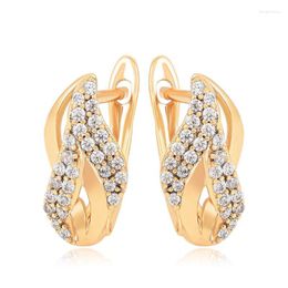 Hoop Earrings MxGxFam SALE Elegant Curve Micro Zircon For Women Fashion Jewelry Gold Plated 18 K