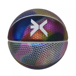 Bola refletiva de basquete brilho no holográfico escuro melhor aderência com flash de telefone para jogo e vídeo
