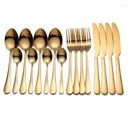 Dinnerware Sets Tablewellware Golden Cutlery Fork Spoon Knife Set Tableware Stainless Steel Gold And
