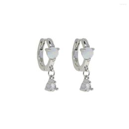 Hoop Earrings Pure 925 Sterling Silver 2022 Gold Plated Small Opal Charm Pendiente Dangle Pendant Hoops Piercing Zircon Jewelry
