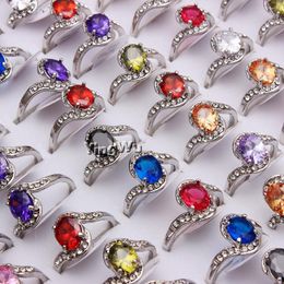 Wedding Rings Yingwu 20pcs Lot Silver Rhinestone Ring Female Cocktail Colorful CZ Women Zirconia Jewellery Anillos Mujer