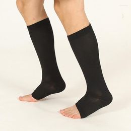 Sports Socks 1Pair Elastic Open Toe Knee High Stockings Calf Compression Varicose Veins Treat Shaping Graduated Pressure