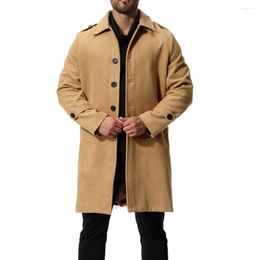 Men's Trench Coats 2022 Autumn And Winter Men's Coat Wool Long Single Breasted Solid Color Windbreaker Jacket