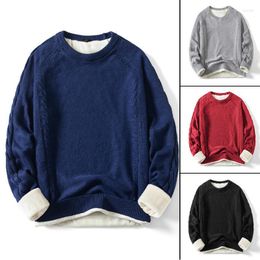 Men's Sweaters Winter Men's Twist Knit Sweater Long Sleeves Solid Loose O-Neck Tops 2022 Autumn Knitted Cozy Pullovers All-match Male
