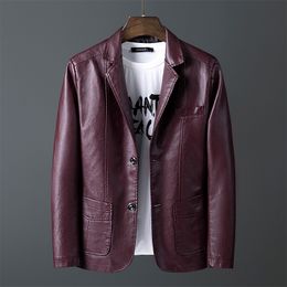 Autumn New Men's Leather Jackets Casual Business Fashion PU Jacket Solid Color Men Motorcycle Outwear Coat Multi-pocket