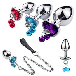 Sex Toy Massager traction Chain Bell Anal Plug Metal Beads Crystal Anus Expander Erotic Butt Toys for Women Gay Bdsm Slave