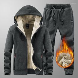 Men's Tracksuits Men's Men Hooded Tracksuit 2022 Winter Fleece The Plus Size Trend Keep Warm Loose Casual Sweatshirts Sport Suit