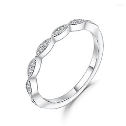 Cluster Rings GEM'S BALLET 1.2mm Half Eternity Art Deco Moissanite Ring 0.08Ct EF Colour 925 Sterling Silver Wedding Band For Women