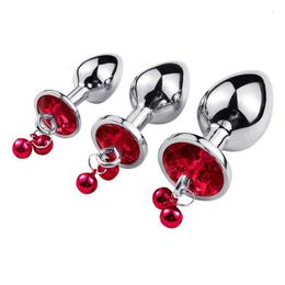 Toy Massager Small Size Anal Stainless Steel Butt Plug with Bell Round Crystal Pendant Prostate Massager Sex Toys for Woman Men Gs0296-s