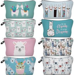 Cosmetic Bags Cute Alpaca Storage Bag Professional Zipper Save Mask Wallet Purse Handbags Women's Lipstick Makeup Waterproof