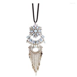Pendant Necklaces J051 BIGBING Fashion Jewelry Crystal Flower Chain Tassel Necklace