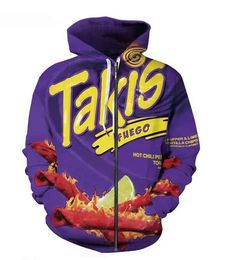 2023 New Hallowmas 3D Women Men Tracksuit Pullover Harajuku Zipper Newest Snacks Takis Funny Stare Zip Hoodies Hoodie Print Men's Sweatshirt