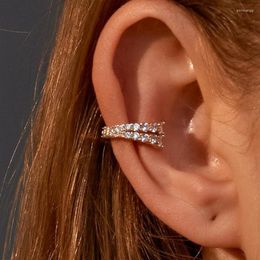 Backs Earrings Double Layer Clip Crystal Zircon For Women Earing Without Hole Jewelry Fake Earring Single Ear Clips CF2