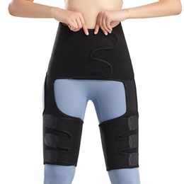 Waist Support Hip Brace Thigh Compression Sleeve 3 In 1 Elastic Band And Trainer Double Belt Leg Sweat